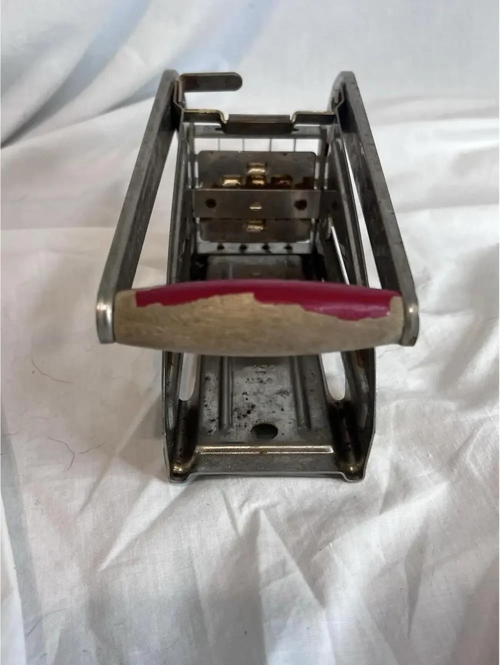 Vintage EKCO French Fry Cutter with a Red Wood Handle Kitchen Decor Pre-owned